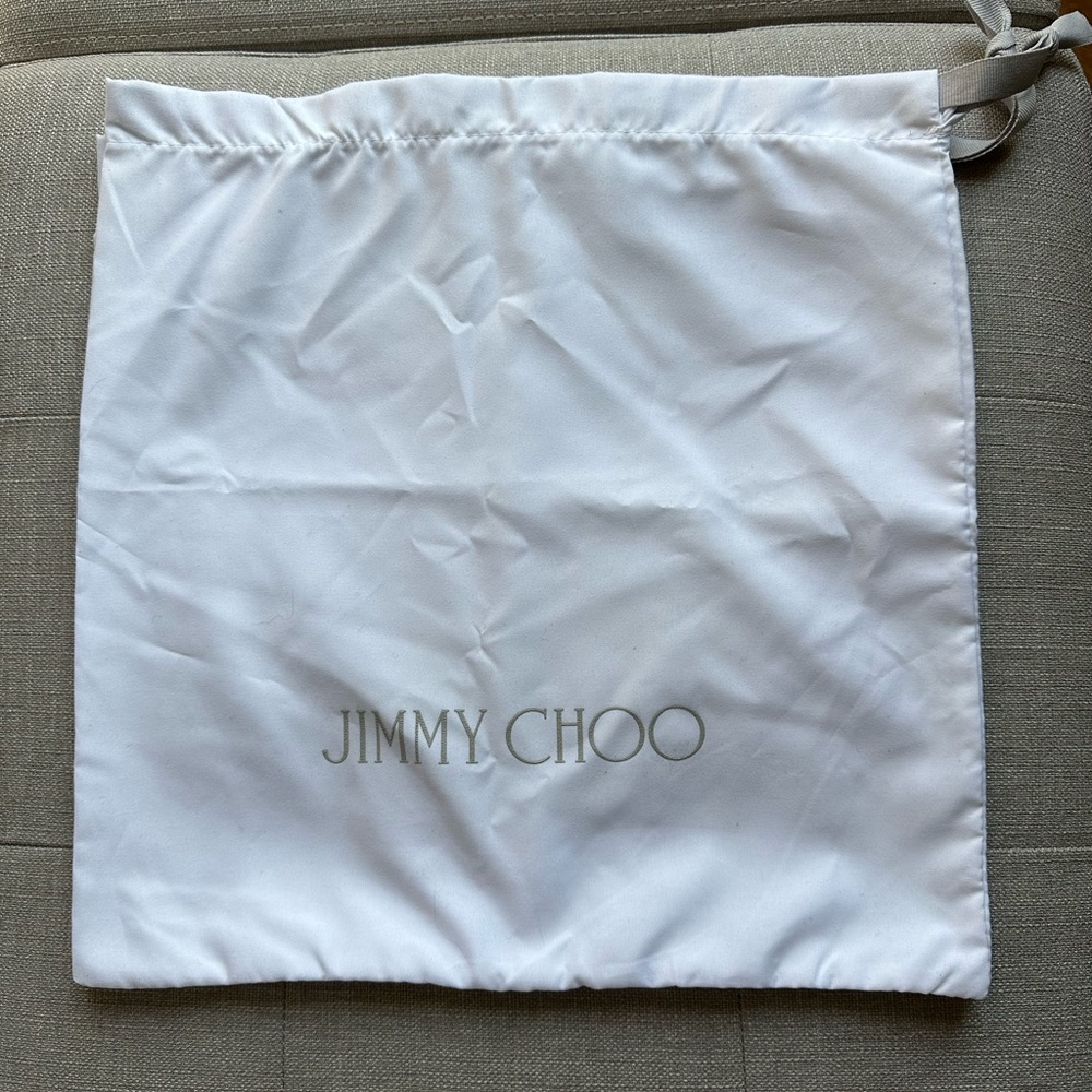 New Jimmy Choo 14”x14” silky drawstring dust-bags set of 2